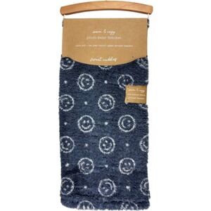 Sweet Cuddles SL Home Fashions Navy Blue White Smiley Face Baby Blanket Soft NWT
